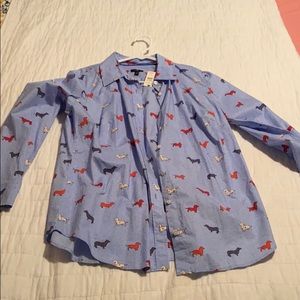 Talbots women‘s button down with daschund pattern